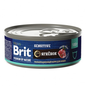BRIT SENSITIVE полнорационный корм для кошек с ягнёнком 100 г.