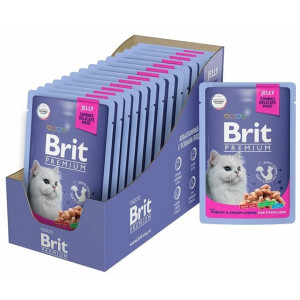 BRIT WITH TURKEY & CREAM-CHEESE FOR STERILISED/ИНДЕЙКА С КРЕМ-СЫРОМ В ЖЕЛЕ 85 г. 