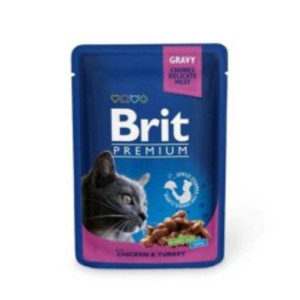 BRIT WITH CHICKEN & TURKEY/ ЦЫПЛЕНОК И ИНДЕЙКА В СОУСЕ 85 г.