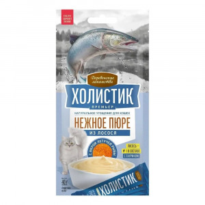 Деревенские лакомства Премьер Холистик Нежное пюре из лосося с икрой летучей рыбы