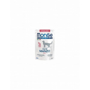 Monge Cat Monoprotein влажный корм для стерилизованных кошек с говядиной в паучах (паштет)