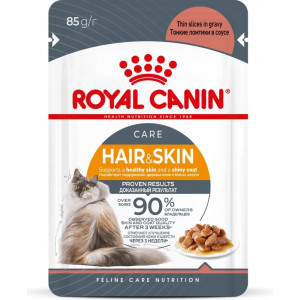 Влажный корм для кошек Royal Canin Hair&Skin Care в соусе для поддержания здоровья кожи и красоты шерсти 85 г