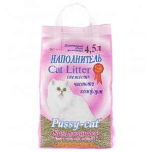 Наполнитель комкующийся розовый "Pussycat" 4,5 л. 
